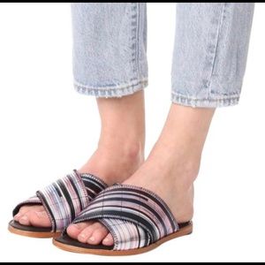 NWT Miista Deb Leather Mettalic Slide sandal